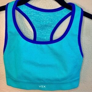 VSX Reversible Sports Bra XS/S Seafoam Green Blue Trim Pebbled design Ribbed